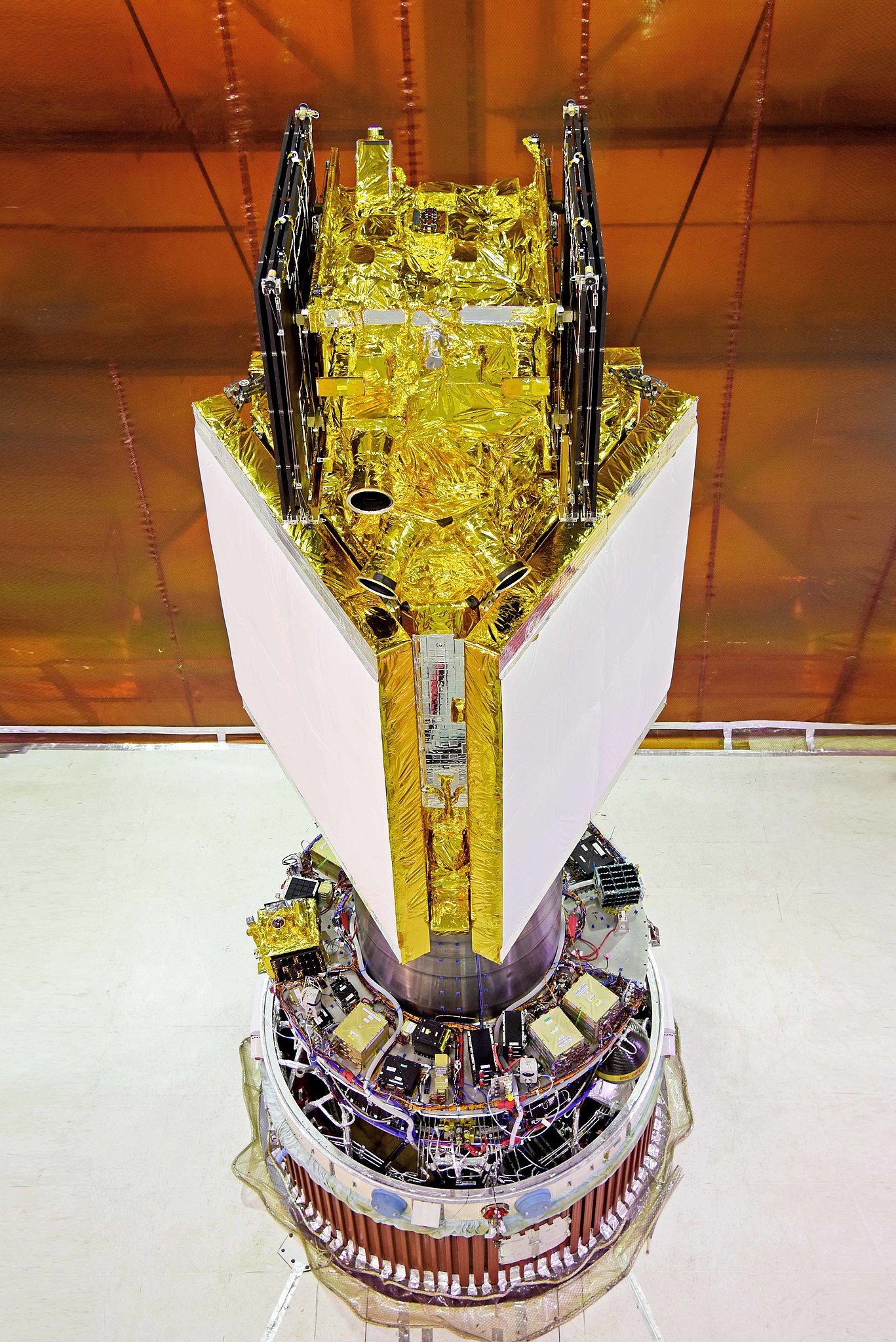 PSLV-C52,_EOS-04_(aka_RISAT-1A)_-_Spacecraft_EOS-04_atop_launch_vehicle_before_encapsulation.jpg