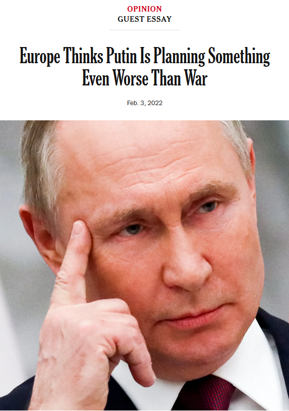 NYT: Europe Thinks Putin Is Planning Something Even Worse Than War