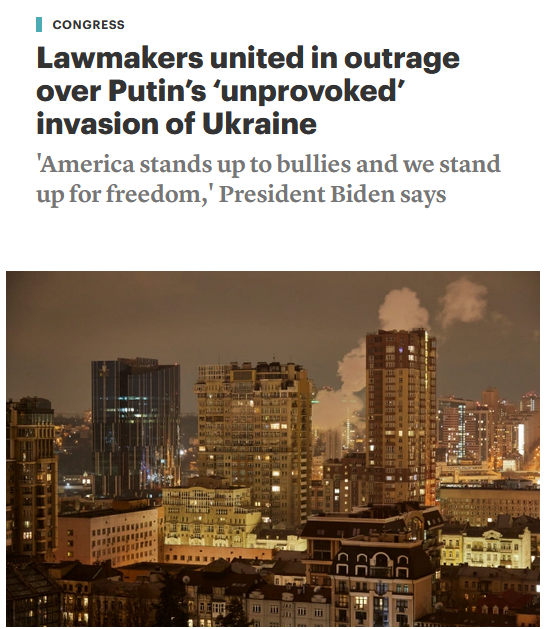 Roll Call: Lawmakers united in outrage over Putin’s ‘unprovoked’ invasion of Ukraine